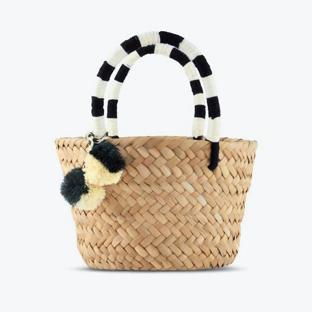 KAYU Mini St Tropez Pom Pom Straw Tote 
